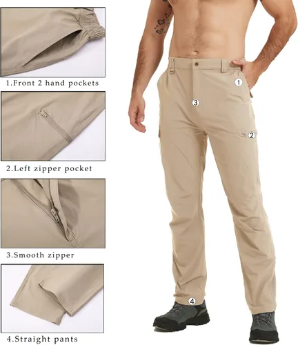 Vista 6 de Men's Hiking Cargo Work Pants Waterproof Lightweight Quick Dry Outdoor Fishing Travel Mountain Tactical Pants