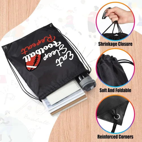 Vista 3 de Windyun 16 unidades de mochila con cordón de bola a granel, bolsas de cuerda ligeras para dibujar bolsas de cincha con cordón, Fútbol, Fútbol