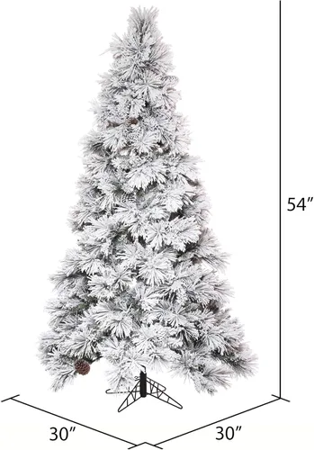 Vista 3 de Vickerman Árbol de Navidad flocado de pino Atka, K171145, verde, 4.5 pies