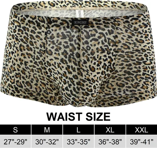 Vista 7 de iKingksy - Calzoncillos tipo bóxer de leopardo para hombre, de tiro bajo Paquete de 5