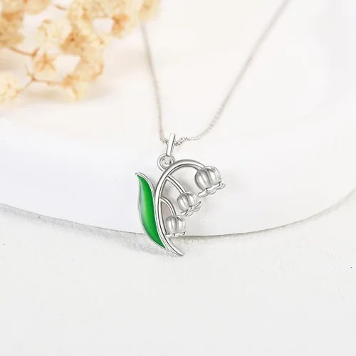 Vista 3 de MONGAS Forget Me NotLily of the valleyHibiscus Necklace Sterling Silver Flower Pendant Necklace Flower Jewelry Gifts for Women