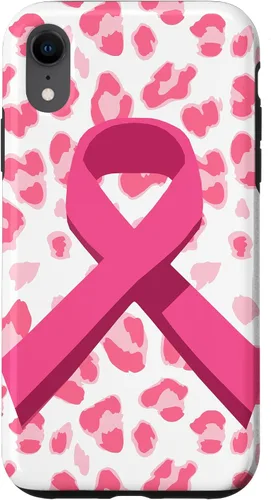 Vista 24 de Funda para iPhone 16 con cinta rosa en estampado de leopardo para concientización sobre el cáncer de mama