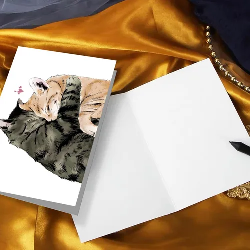 Vista 5 de Tarjeta de San Valentín para novio y novia, bonita tarjeta de aniversario de gatos para él y ella, adorable regalo de San Valentín