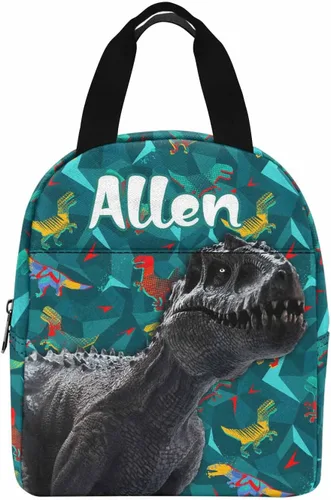 Vista 8 de InterestPrint Bolsa de almuerzo personalizada de mamá papá, bolso de picnic con cremallera de bosque con marco dorado personalizado reutilizable