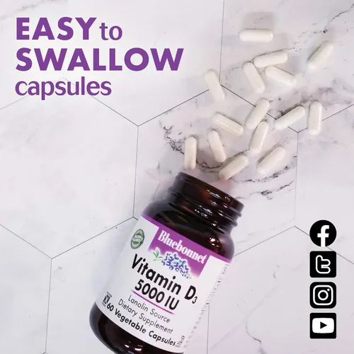 Vista 3 de BlueBonnet Nutrition Vitamina D3 400 UI - Cápsula vegetal, ayuda en el crecimiento muscular y esquelético, colecalciferol de lanolina, sin OMG, sin