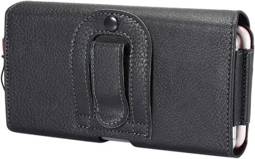Vista 6 de Funda horizontal de cuero con clip para cinturón para iPhone 12, 12 Pro, 11 Pro Mas, 6s Plus, bolsa de transporte con 2 bolsillos con tarjetero