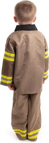 Vista 9 de Little Adventures Disfraz de bombero para niños, pantalones lavables a máquina, chaqueta y tirantes (el sombrero se vende por separado)