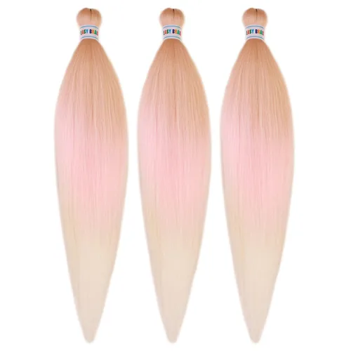 Vista 42 de Pelo corto negro trenzado preestirado de 14 pulgadas para trenzas sin nudos, pelo sintético 1B trenzado para trenzas Bob Box