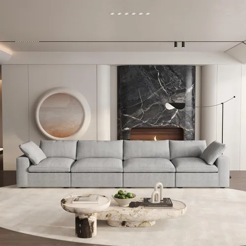 Vista 14 de Cloud - Sofá modular convertible de 80.3 pulgadas en forma de L para sala de estar con otomana de almacenamiento, sofás profundos minimalistas