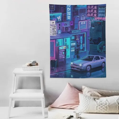 Vista 8 de josnmre Jdm Car Ae86 Tokyo Street Neno - Tapiz de pared para dormitorio, arte estético, decoración del hogar, dormitorio, aula, sala de estar, 30 x