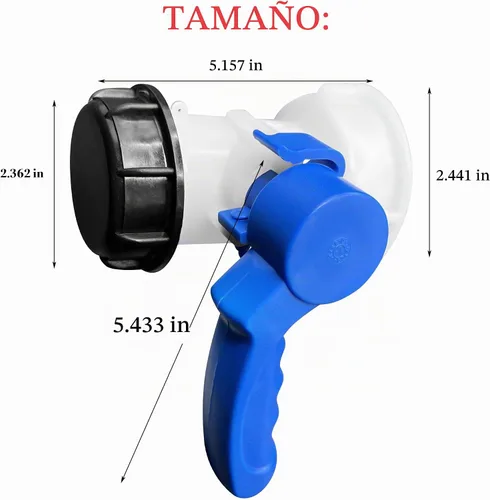 Vista 2 de Adaptador de tanque de mano, 1000L IBC DN40 Interruptor de válvula de mariposa Adaptador de 2.441 in Adaptador de drenaje para contenedor de agua IBC