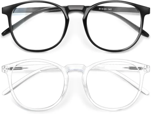 Vista 28 de IBOANN - Lentes con filtro de luz azul para mujeres y hombres, paquete de 3 unidades, armazón redonda estilo retro a la moda, lentes falsos vintage