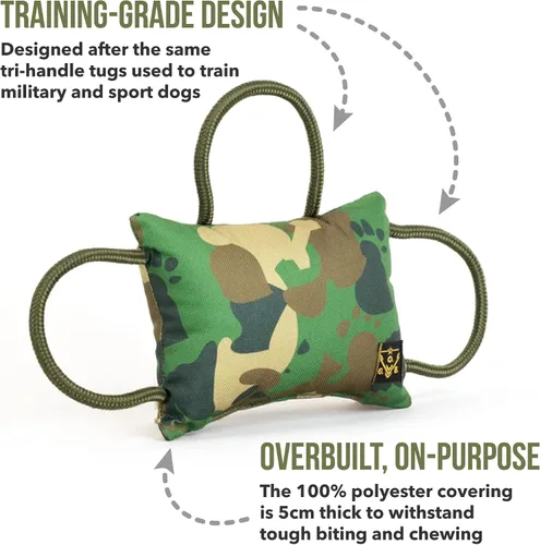 Vista 2 de O.G.B. Operation Good Boy - Almohada de juguete para perros, diseño de tres asas utilizado por entrenadores militares y deportivos, cordones