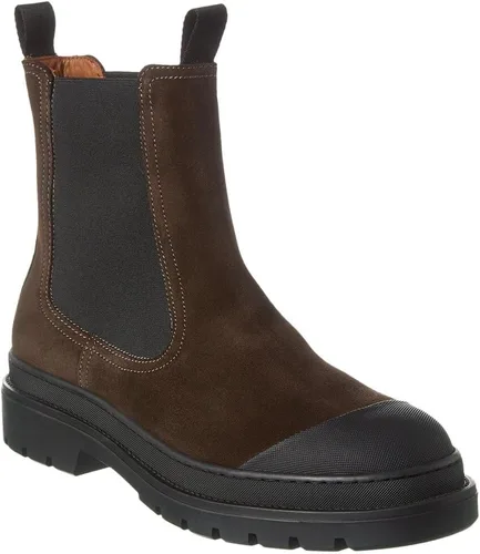 Vista 2 de Aquatalia Botas Kent Chelsea para hombre fabricadas en Italia, piel de oveja de gamuza, forro de cuero, puntera redonda, suela de goma.