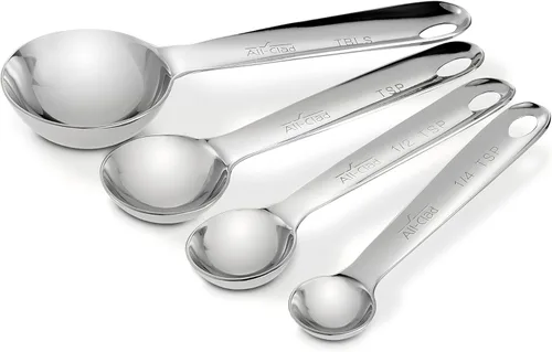 Vista 8 de Juego de tazas medidoras mini de acero inoxidable All-Clad Kitchen Essentials 3 piezas, incluye 1, 1/2 y 1/4 tazas medidoras apilables, accesorios