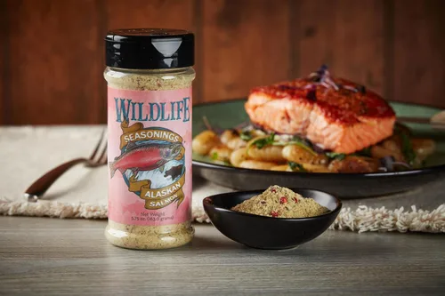 Vista 3 de Wildlife Seasonings Condimento de salmón de Alaska – Frotar mariscos con hierbas cítricas para pescado, salmón, atún y camarones – Frotar seco