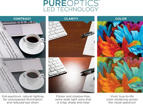 Vista 7 de PureOptics LED Lámpara de escritorio LED moderna, 3.5W, oro rosa (VLED1814-BD)