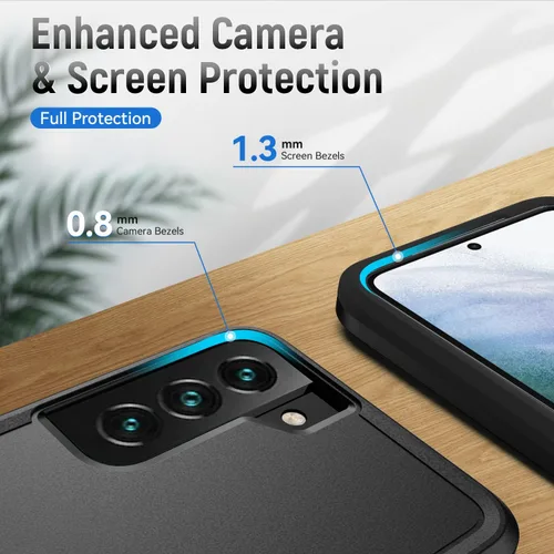 Vista 4 de para Samsung Galaxy S22 - Funda con protector de pantalla HD [Probado contra caídas de grado militar] Funda protectora resistente, dura y a prueba