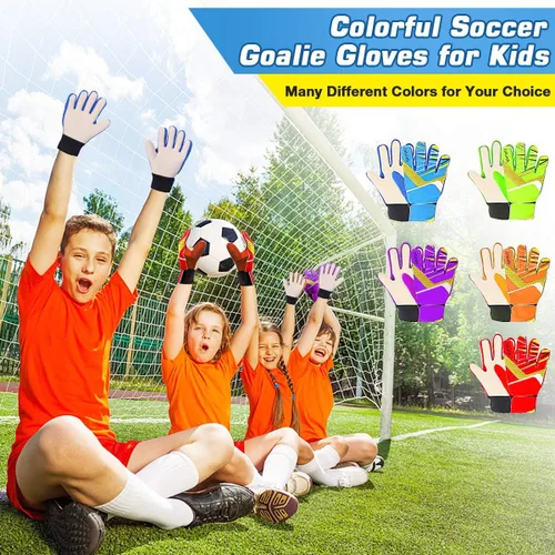 Vista 5 de Jalunth Guantes de Portero de Fútbol para Niños y Jóvenes, Guantes de Guardameta Jugador de Campo para Niños y Niñas, Palma de Látex Antideslizante