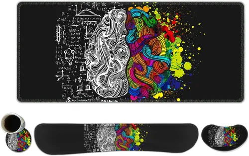 Vista 17 de ToLuLu Alfombrilla de mouse extendida para juegos, juego de soporte ergonómico de espuma viscoelástica para teclado y mouse reposamuñecas