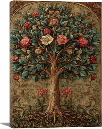 Vista 20 de VOCBAN Tree of Life Wall Art The Picture Artwork Canvas Prints Tree Pictures Poster Retro Artwork for Bedroom Living Room Home Decoration(blue blue