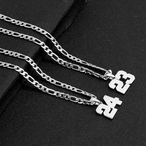Vista 5 de MIMITLTY Personalized Jersey Number Necklaces for Mens,Athletes Stainless Steel Sport Number Pendant Chain for Boys BaseballBasketballFootball Team