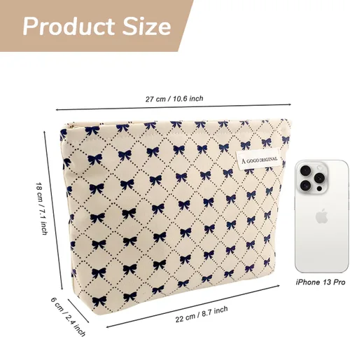 Vista 6 de Bolsa de maquillaje estética grande, bolsas de cosméticos florales para mujeres y niñas, organizador de maquillaje de lona con cremallera, bolsa