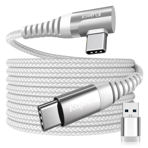 Vista 9 de Kuject Cable Link de 20 pies compatible con Quest 3S/3, Quest 2/Pro, Pico 4, accesorios trenzados de nailon para juegos Rift S/Steam VR, cable
