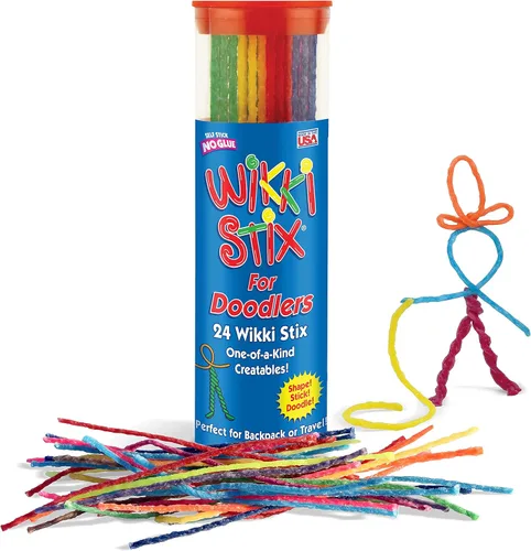Vista 2 de Wikki Stix para Dibujantes - Esencial para viajes de niños: ¡Creatividad portátil en movimiento! Paquete de 24 Wikki Stix en colores neón