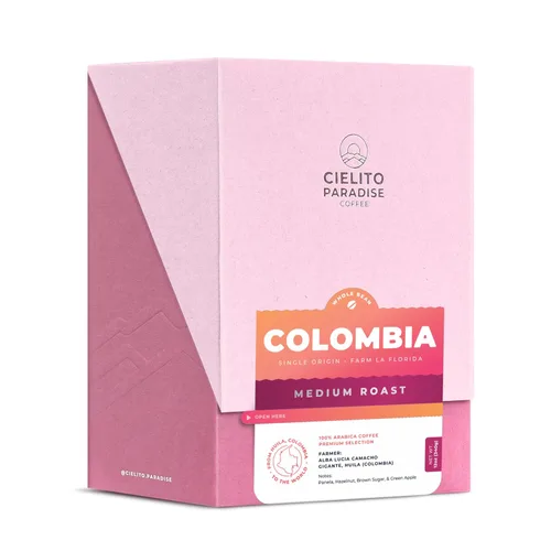 Vista 9 de Cielito Paradise Castillo Café – Grano entero de tostado medio de Huila Colombia, sedoso con chocolate con leche, panela, canela y naranja, 12 onzas