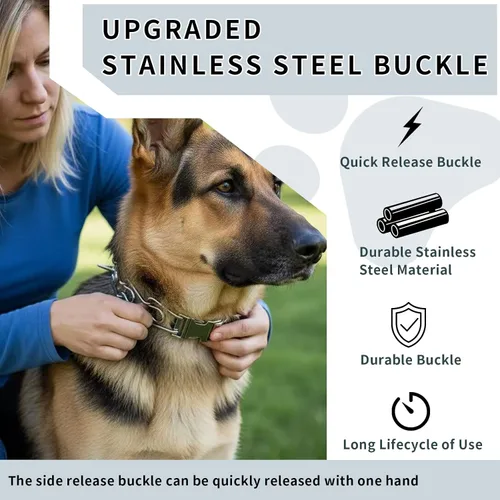 Vista 3 de Hebilla de acero inoxidable para collar y liberación rápida con hebilla fácil para perros pequeños, medianos y grandes (2.25)