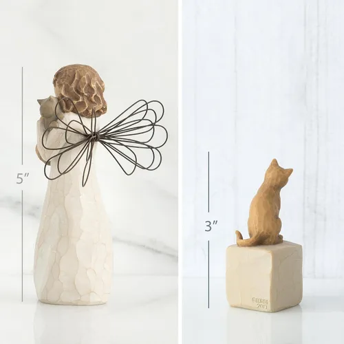 Vista 2 de Willow Tree with affection Angel, Love My Cat (Luz), juego de 2 figuras