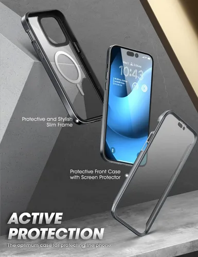Vista 4 de SUPCASE Unicorn Beetle EdgeMag - Funda para iPhone 14 Pro de 6.1 pulgadas, compatible con MagSafe Slim Frame Funda protectora transparente