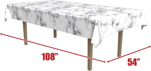 Vista 2 de Beistle Juego de 2 fundas de plástico rectangulares desechables con estampado de mármol para suministros de fiesta de cumpleaños, recepciones