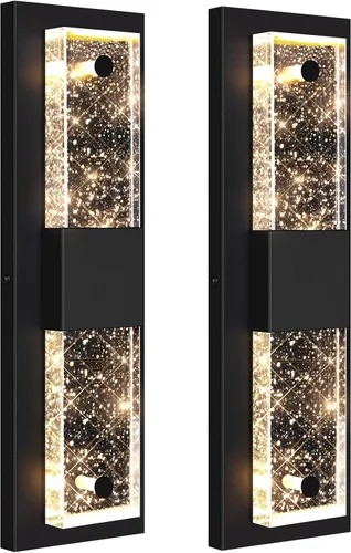 Vista 11 de BesLowe Lámparas de pared para exteriores con cristal de burbujas de cristal, apliques exteriores impermeables, faroles de pared LED, luces