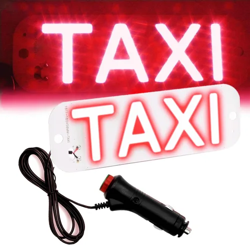 Vista 14 de Luz de taxi con enchufe Cig-arette, montaje de succión de taxi de 12 V CC en la lámpara de taxi con cubierta de viento del automóvil, 2 modos de Rojo