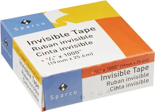 Vista 3 de Sparco cinta invisible, 3/4 x 1000 pulgadas, 1 pulgada de núcleo, pack de 12, transparente (SPR60050)