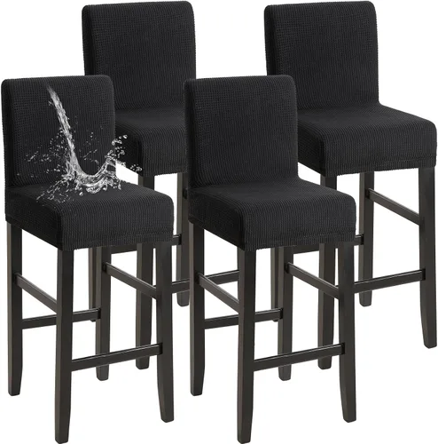 Vista 37 de YISUN - Fundas para taburete de bar, mezcla de forro polar elástico y poliéster, lavables y removibles, para taburete de bar y silla alta, con Beige