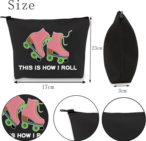 Vista 2 de POFULL Bolsa de maquillaje para amantes del patinaje sobre ruedas, así es como me rollo bolsa de cosméticos