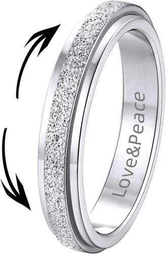Vista 20 de Supcare Anillos antiestrés para mujer de 4/6/0.315 in para la ansiedad, anillo de pulgar con chorro de arena, regalo para mujeres, talla 7-14