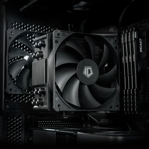 Vista 7 de ID-COOLING SE-214-XT Negro - Enfriador de CPU de diseño completamente negro, 4 tubos de calor de contacto directo, ventilador PWM de 120 mm, sin