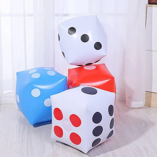 Vista 6 de 3 dados gigantes inflables gigantes gigantes para interiores y exteriores, juego amplio, Ludo y fiesta en la piscina (blanco, azul, rojo)