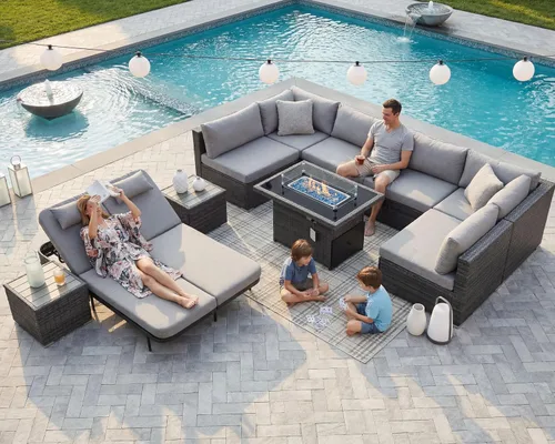 Vista 111 de NICESOUL Juego de muebles de patio de ratán extra grande con mesa para fogata de gas y propano, 29.3 pulgadas, respaldo alto, cómodos conversaciones