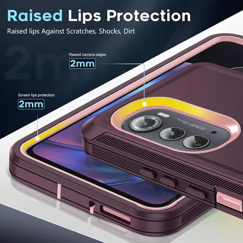 Vista 4 de LeYi Funda para Motorola Edge-2022: 【No es compatible con Edge Plus】 Funda resistente 3 en 1, funda resistente 3 en 1, grado militar, a prueba