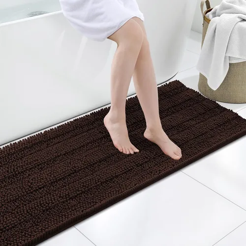 Vista 228 de Grandaily Alfombras de baño de felpilla a rayas de 24 x 16 pulgadas, extra gruesas y suaves, absorbentes, parte trasera de goma, alfombra de ducha