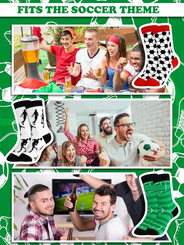 Vista 4 de Loopeer 4 pares de calcetines de fútbol de Navidad, novedosos calcetines temáticos de fútbol para hombres y niños, regalo deportivo para suministros