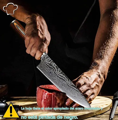 Vista 3 de Cuchillo de chef profesional de 8 pulgadas con funda, acero inoxidable alemán de alto carbono ultra afilado, cuchillos de chef con mango ergonómico