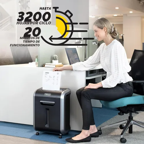 Vista 2 de Fellowes - Trituradora de papel Powershred 79Ci 100 % a prueba de atascos; trituradora de corte transversal de trabajo medio con capacidad para 16