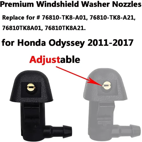 Vista 6 de 76810-TK8-A01 Conjunto de boquillas de limpiaparabrisas ajustables Premium para Honda Odyssey 2011 2012 2013 2014 2015 2016 2017, repuesto directo