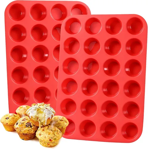Vista 13 de CAKETIME Moldes de silicona para magdalenas para hornear, molde de tamaño regular para magdalenas, molde para hornear moldes de silicona